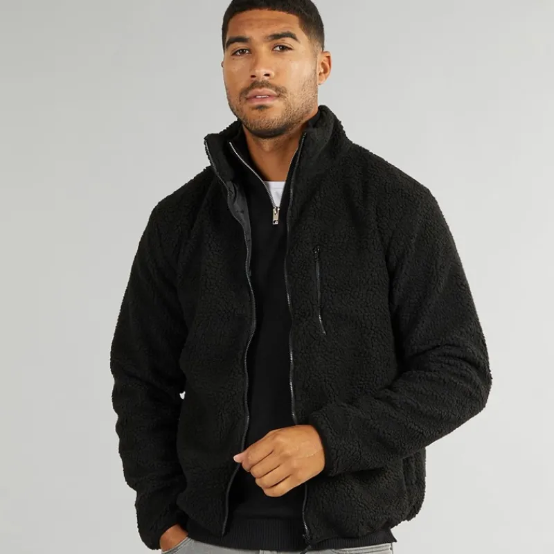 French Connection Herre Borg Fleece med Høj Hals Sort