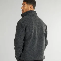 Best French Connection Herre Borg Fleece med Høj Hals Mørkegrå Mel Grå