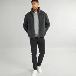 Best French Connection Herre Borg Fleece med Høj Hals Mørkegrå Mel Grå