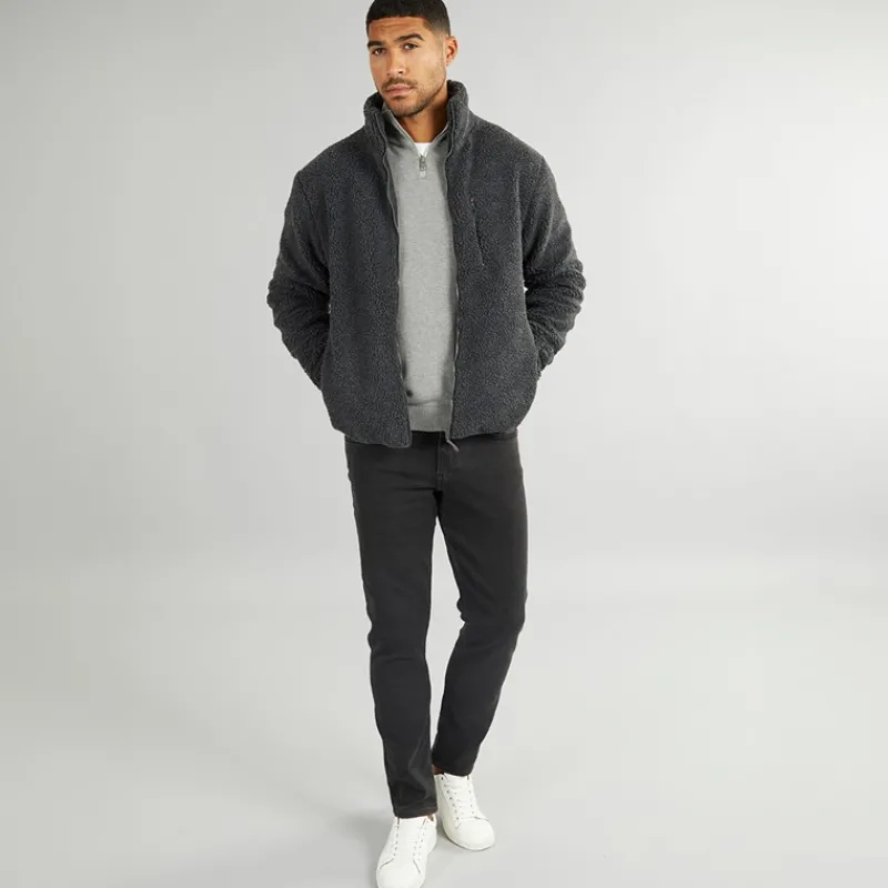 Best French Connection Herre Borg Fleece med Høj Hals Mørkegrå Mel Grå