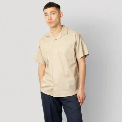 New Clean Cut Copenhagen Herre Bowling Kortærmet Skjorte Khaki Brun