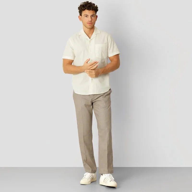 Sale Clean Cut Copenhagen Herre Bowling Skjorter med korte ærmer beige