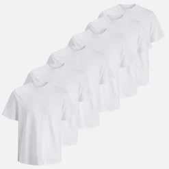 Hot JACK & JONES Herre Breeze Standard Seks Pakke T-Shirts Hvid