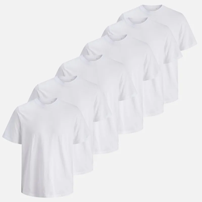 Hot JACK & JONES Herre Breeze Standard Seks Pakke T-Shirts Hvid