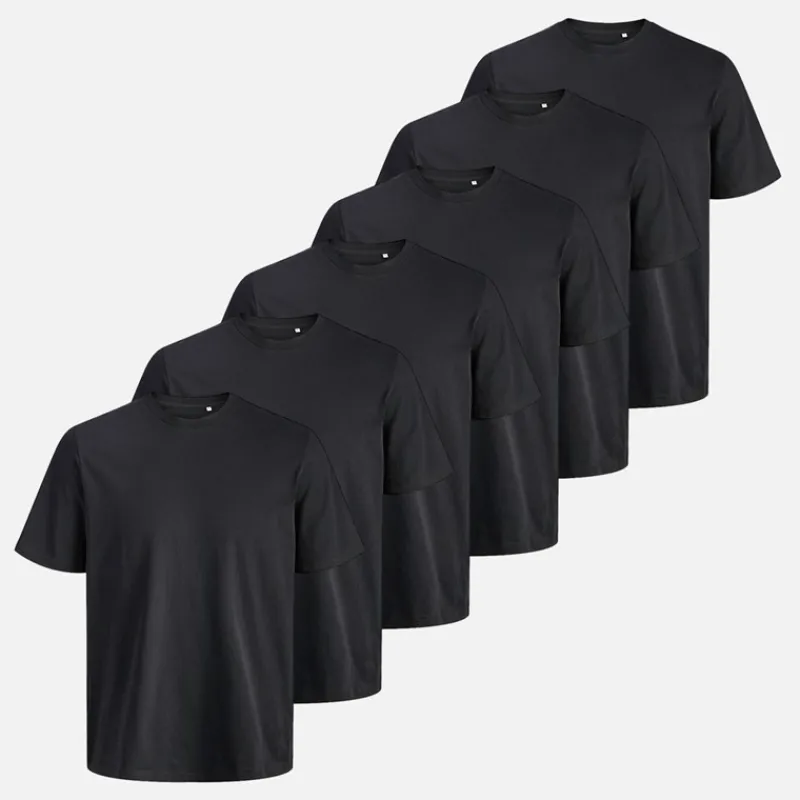 Outlet JACK & JONES Herre Breeze Standard Seks Pakke T-shirts Sort