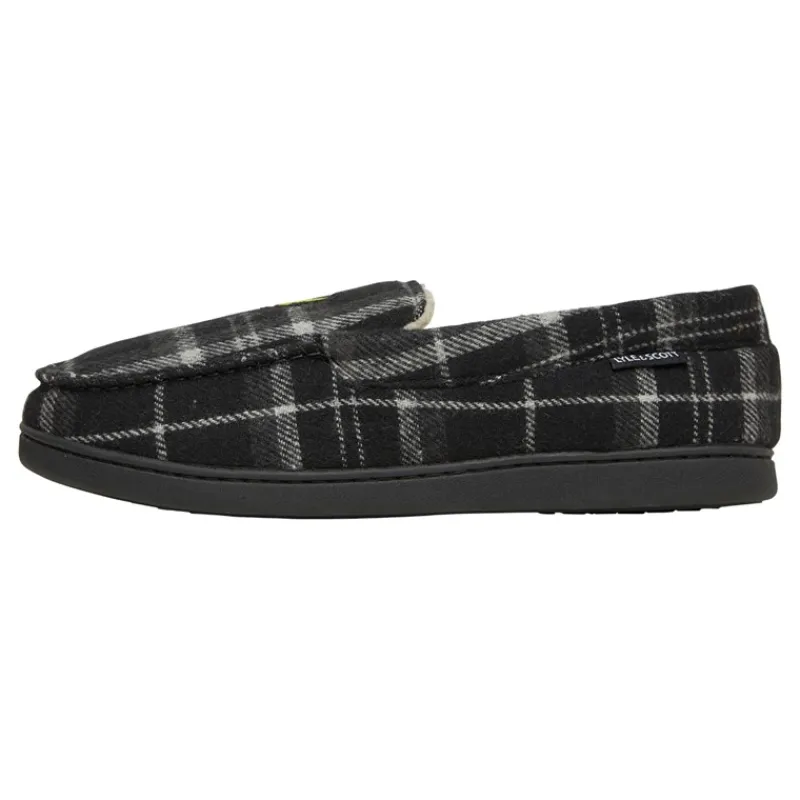 Outlet Lyle And Scott Vintage Herre Buster Mocassin Tøfler Sort Blandet Tjek
