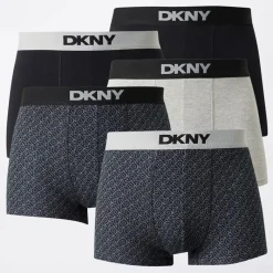 Discount DKNY Herre Canton Fem Pak Boxer Trusser Sort/​Alloy/​Grey Marl