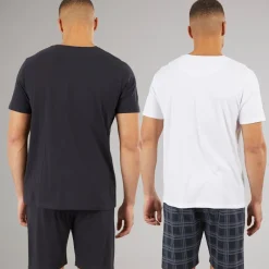 Discount Brave Soul Herre Carson To Pak T-shirts Og Shorts Loungewear Sæt Navy/​Hvid