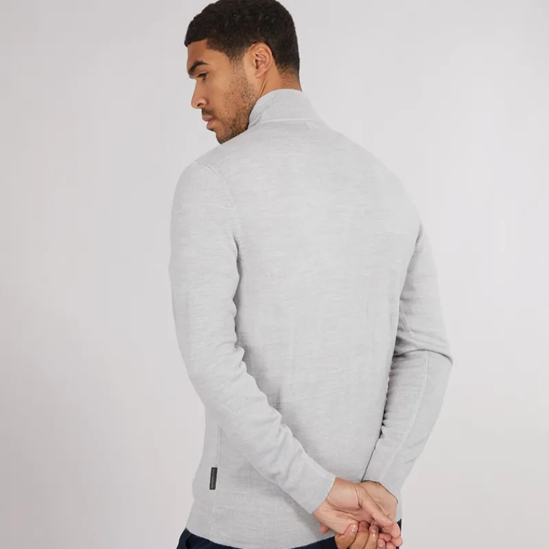 French Connection Herre Cash 1 / 2 Zip Jumper Lys Grå Mel