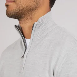 French Connection Herre Cash 1 / 2 Zip Jumper Lys Grå Mel