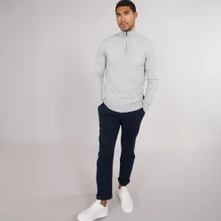 French Connection Herre Cash 1 / 2 Zip Jumper Lys Grå Mel