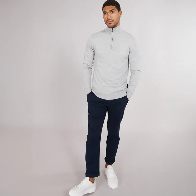 French Connection Herre Cash 1 / 2 Zip Jumper Lys Grå Mel