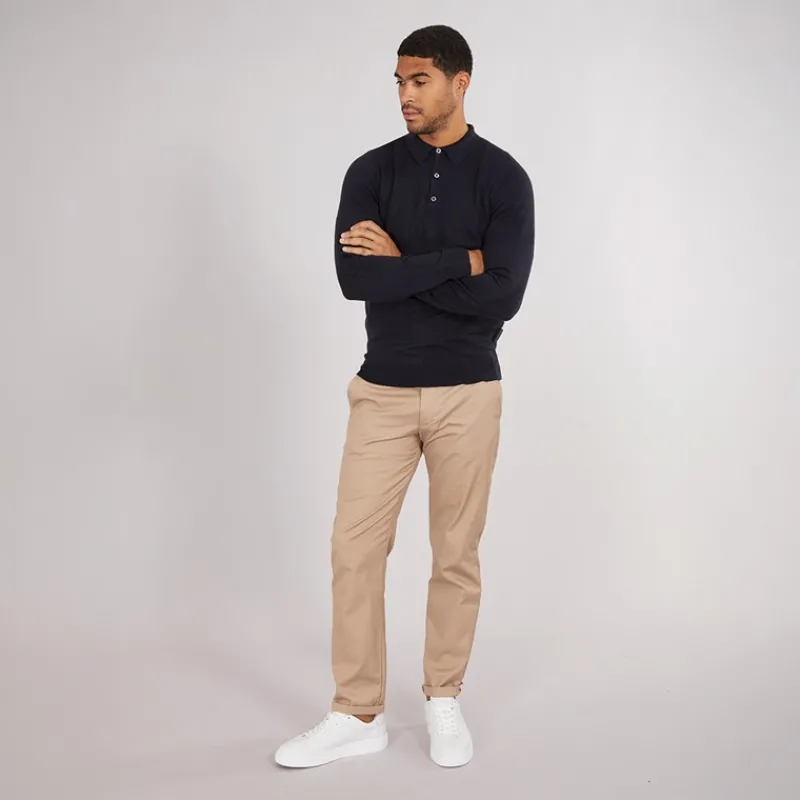 Hot French Connection Herre Cash L/S Polo Shirt Marine