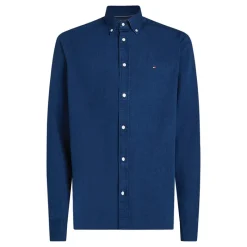 New Tommy Hilfiger Herre Chambray Langærmet Skjorte Mørk Blå Chambray