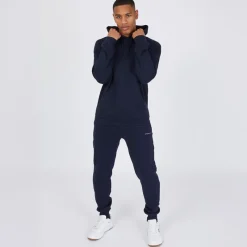 Hot Crosshatch Herre Chelmere Hoodie og Joggers Sæt Blå