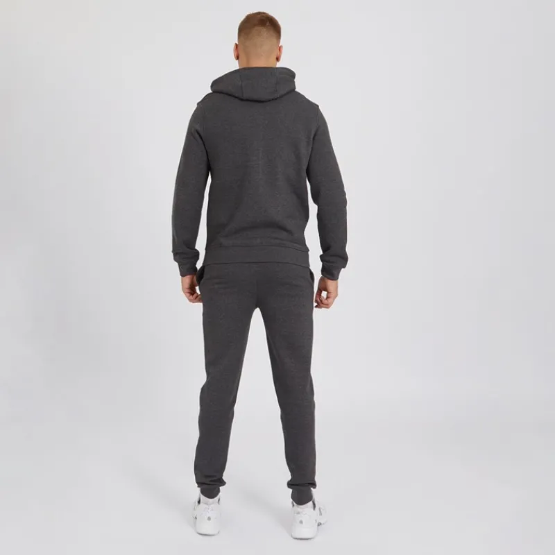 Crosshatch Herre Chelmere Hoodie og Joggers Sæt Antracit Melange Koks-mergel