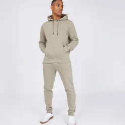 Discount Crosshatch Herre Chelmere Hoodie og Joggers Sæt Mørk Sten Mørk stengrå