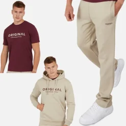 Best Crosshatch Herre Chemberry Hættetrøje T-shirt Og Joggingbukser Med Åben Kant Sæt Stone/​Burgundy Stengrå
