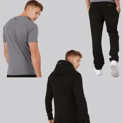 Hot Crosshatch Herre Chemberry Hættetrøje T-shirt Og Joggingbukser Med Åben Kant Sæt /​Koksgrå Sort
