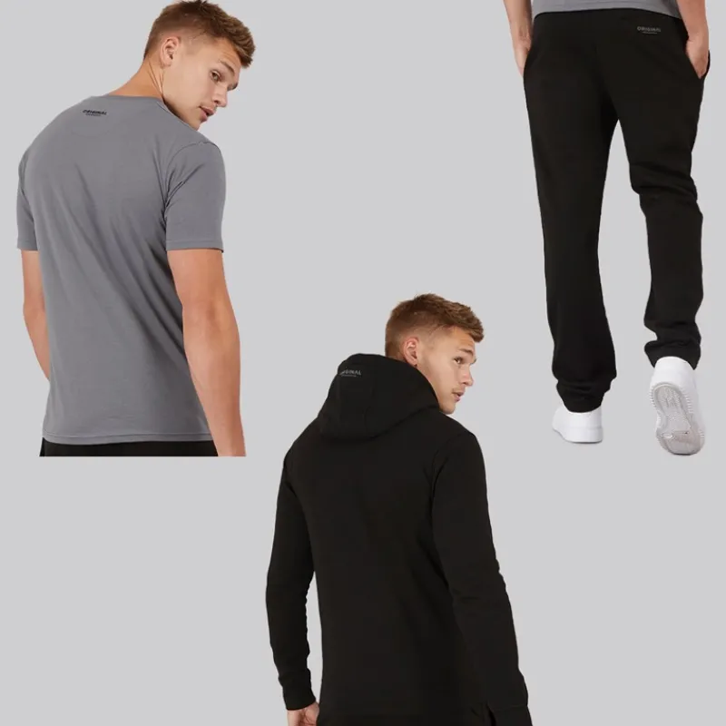 Hot Crosshatch Herre Chemberry Hættetrøje T-shirt Og Joggingbukser Med Åben Kant Sæt /Koksgrå Sort