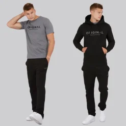Hot Crosshatch Herre Chemberry Hættetrøje T-shirt Og Joggingbukser Med Åben Kant Sæt /Koksgrå Sort