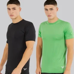 Sale Reebok Herre Clyde Performance To Pak T-Shirts Sort/​Upgrade Grøn