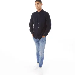 Best French Connection Herre Cord Langærmet shirts Mørk Marineblå Mørk marineblå