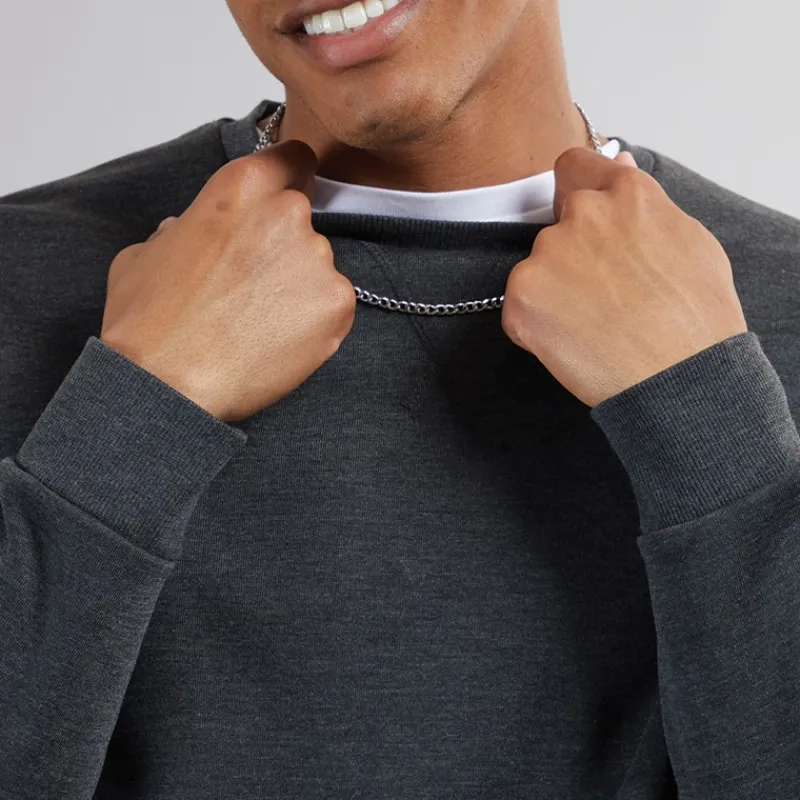 New Brave Soul Herre Crew Neck Sweatshirt Mørk Antracit Melange Koks-mergel