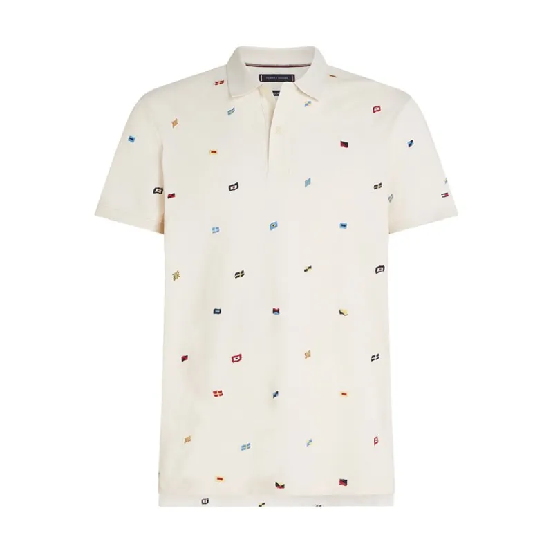 Discount Tommy Hilfiger Herre Critter Reg Polo Elfenben Blomsterblad
