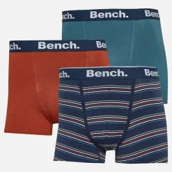 Sale Bench Herre Dairmont Tre Pak Underbukser Garnfarvede Striber /​ Mørk Rust /​ Falmet Blågrøn