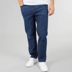 Hot Crosshatch Herre Dalesman Afslappet Pasform Jeans Mørk Vask Mørkeblå