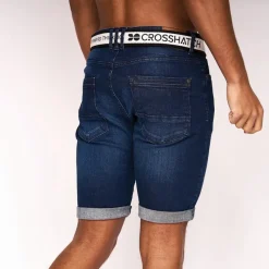 New Crosshatch Herre Denim Shorts Mørk Vask Mørkvasket denim