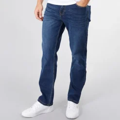 Sale Crosshatch Herre Detendu Afslappet Pasform Jeans Mørk Vask