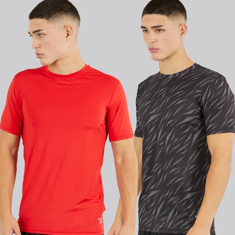 Outlet Reebok Herre Diallo Performance To Pak T Shirts Sort Print/Rød
