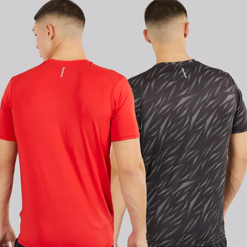Outlet Reebok Herre Diallo Performance To Pak T Shirts Sort Print/Rød