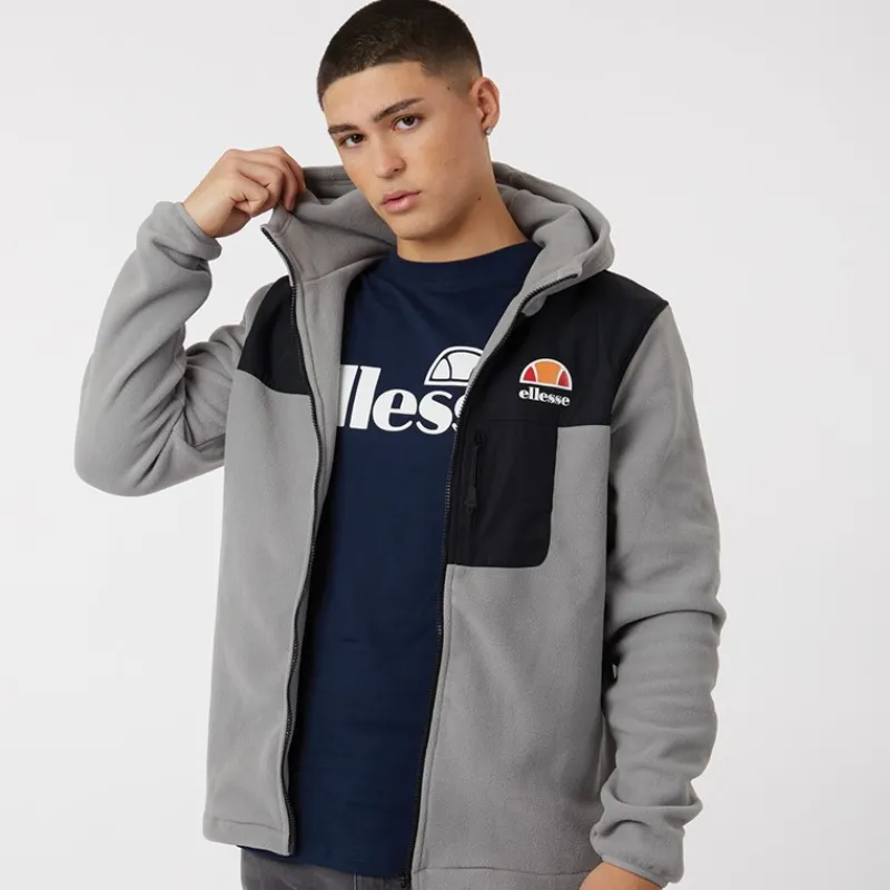Sale Ellesse Herre Drago Fleecejakke med hætte Lysegrå Grå
