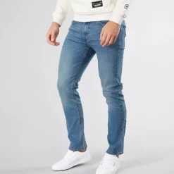 Clearance Crosshatch Herre Draker Lige Jeans Lys Vask Lyseblå