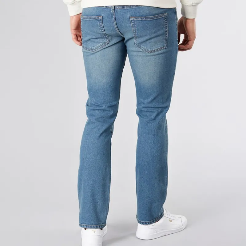 Clearance Crosshatch Herre Draker Lige Jeans Lys Vask Lyseblå