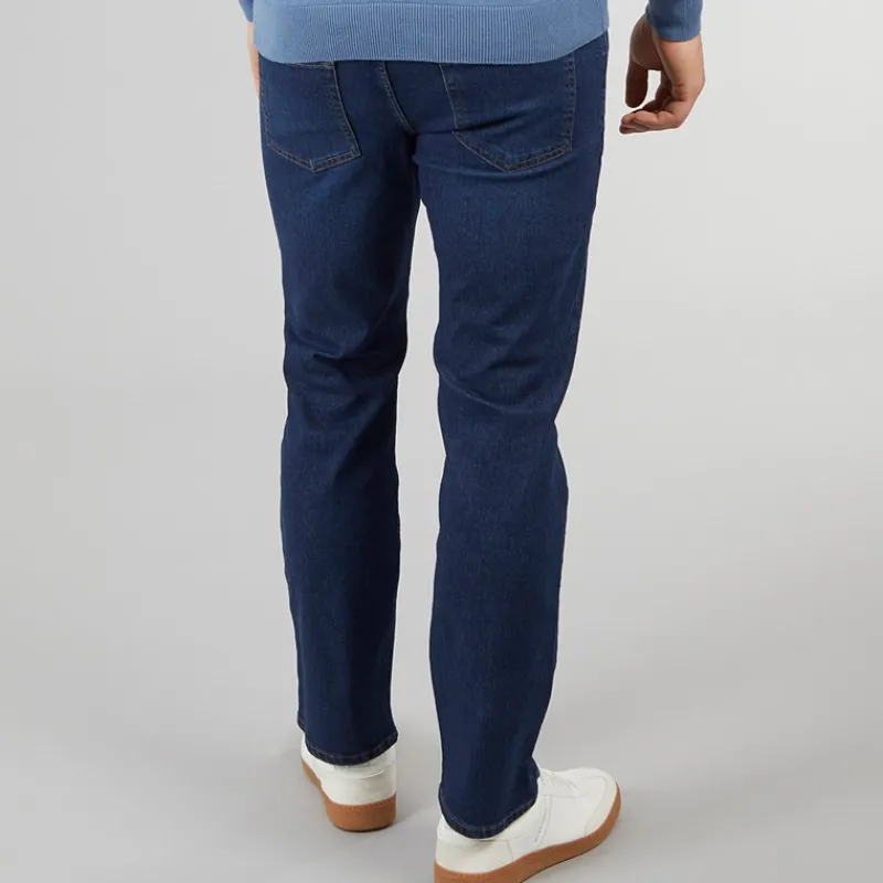 Crosshatch Herre Draker Straight Jeans Mørk Vask Mørkeblå