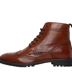 Online Ben Sherman Herre Duke Læder Brogue Støvler Brun Gyldenbrun