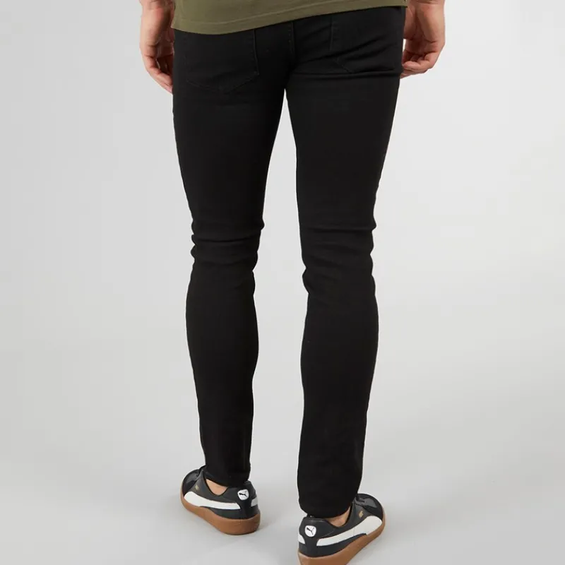 Crosshatch Herre Durtan Slim Fit Jeans Vask Sort