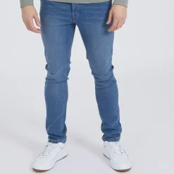 New Bench Herre Eddie 22 Slim Fit Jeans Mellem Blå Vask Blå
