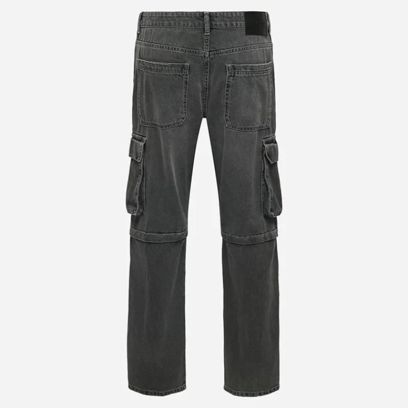 Online ONLY & SONS Herre Edge Lige Jeans Dark Grey Denim Mørkegrå