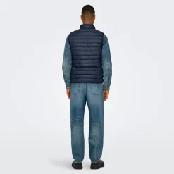 Best ONLY & SONS Herre Edge Lige Jeans Medium Blue Denim