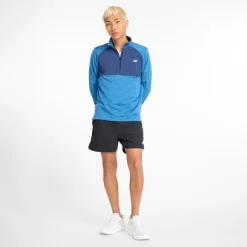 Sale New Balance Herre Essential Heat Grid 1/2 Zip Løbeoverdel Heron Blå Blå
