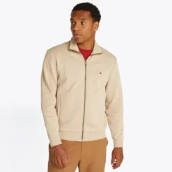 New Tommy Hilfiger Herre Essential Intechno Sweatshirt med lynlås Sandeltræ