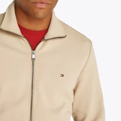 New Tommy Hilfiger Herre Essential Intechno Sweatshirt med lynlås Sandeltræ