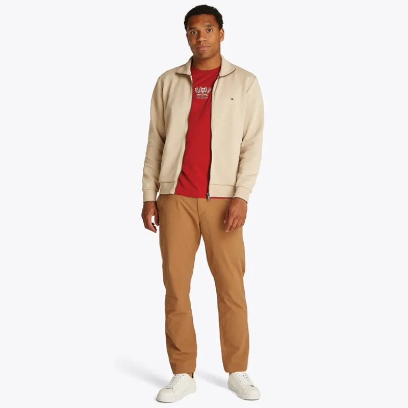 New Tommy Hilfiger Herre Essential Intechno Sweatshirt med lynlås Sandeltræ