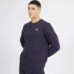 Online Puma Herre Essentials Lille Logo Rundhals Trøje Mørkeblå Marineblå