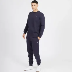 Online Puma Herre Essentials Lille Logo Rundhals Trøje Mørkeblå Marineblå